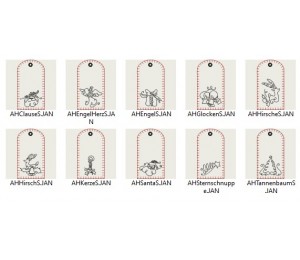 Stickserie ITH - 10 Geschenkanhänger Xmas Tangles 1